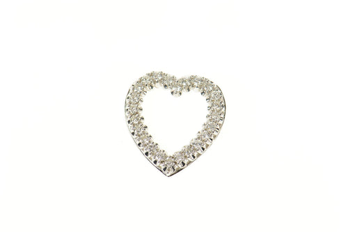 14K 0.48 Ctw Diamond 1950's Classic Heart Pendant White Gold