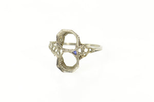 Platinum 7.25mm Art Deco Filigree Engagement Setting Ring Size 7.25