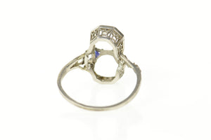 Platinum 7.25mm Art Deco Filigree Engagement Setting Ring Size 7.25