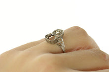 Load image into Gallery viewer, Platinum 7.25mm Art Deco Filigree Engagement Setting Ring Size 7.25