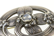 Load image into Gallery viewer, Sterling Silver Georg Jensen Ornate Moonstone Leaf Swirl 138 Pin/Brooch