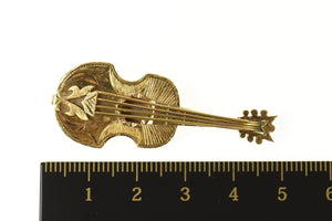 14K Elaborate Ornate Guitar Musical Instrument Pin/Brooch Yellow Gold