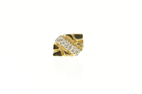 14K Ornate Textured Nugget Diamond Inset Lapel Pin/Brooch Yellow Gold