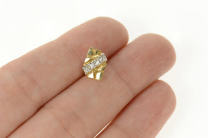 14K Ornate Textured Nugget Diamond Inset Lapel Pin/Brooch Yellow Gold