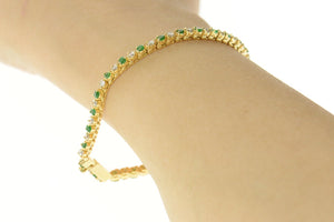 14K 1.96 Ctw Emerald Diamond Classic Tennis Bracelet 6.75" Yellow Gold