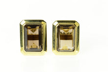 Load image into Gallery viewer, 14K Emerald Cut Smoky Quartz Retro Cuff Links Yellow Gold