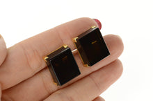 Load image into Gallery viewer, 14K 1960&#39;s Square Retro Smoky Quartz Cube Cuff Links Yellow Gold