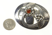 Load image into Gallery viewer, Sterling Silver Georg Jensen Ornate Oval Carnelian Elaborate 13 Pin/Brooch