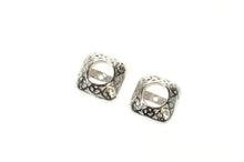 Load image into Gallery viewer, 14K Ornate Squared Filigree 5.6mm Stud Enhancer Earring Jackets White Gold