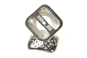 14K Ornate Squared Filigree 5.6mm Stud Enhancer Earring Jackets White Gold