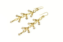 Load image into Gallery viewer, 18K Ornate Smoky Quartz Fringe Dangle Hook Earrings Yellow Gold