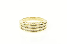 Load image into Gallery viewer, 10K Tiered Diamond Channel Heart Pattern Band Ring Size 7 Yellow Gold