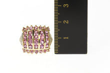 Load image into Gallery viewer, 10K Pink Topaz Channel Striped Diamond Accent Ring Size 6 Yellow Gold
