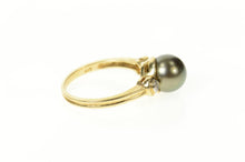 Load image into Gallery viewer, 14K 9.2mm Pearl Diamond Accent Statement Ring Size 8.25 Yellow Gold