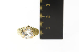 10K Trillion Cubic Zirconia Tufted Lattice Pattern Ring Size 5 Yellow Gold