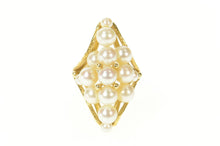 Load image into Gallery viewer, 14K Marquise Pearl Cluster Retro Cocktail Ring Size 5 Yellow Gold