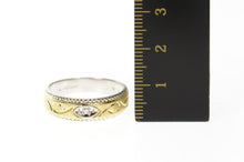 Load image into Gallery viewer, 14K Men&#39;s Diamond Etched Two Tone Wedding Ring Size 10.25 White Gold