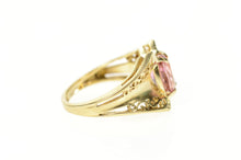 Load image into Gallery viewer, 10K Oval Pink Topaz Filigree Trim Statement Ring Size 5 Yellow Gold
