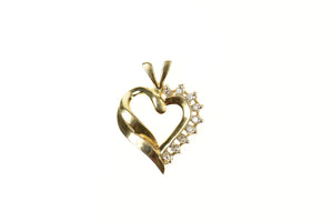 10K Diamond Classic Curvy Heart Love Symbol Pendant Yellow Gold