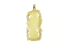 Load image into Gallery viewer, 18K Chinese Jade Carved Ornate Figure Pendant Yellow Gold