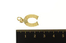 Load image into Gallery viewer, 14K Retro 1960&#39;s Textured Horse Shoe Lucky Charm/Pendant Yellow Gold