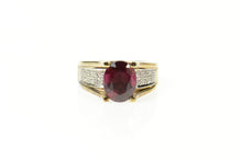 Load image into Gallery viewer, 10K Oval Purple Tourmaline Diamond Statement Ring Size 6 Yellow Gold