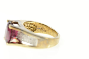 10K Oval Purple Tourmaline Diamond Statement Ring Size 6 Yellow Gold