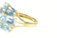 Load image into Gallery viewer, 10K Emerald Blue Topaz Tiered Statement Cluster Ring Size 7 Yellow Gold