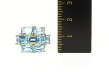 Load image into Gallery viewer, 10K Emerald Blue Topaz Tiered Statement Cluster Ring Size 7 Yellow Gold