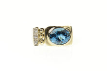 Load image into Gallery viewer, 10K Blue Topaz Diamond Accent Squared Statement Ring Size 6 Yellow Gold