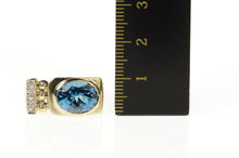 Load image into Gallery viewer, 10K Blue Topaz Diamond Accent Squared Statement Ring Size 6 Yellow Gold