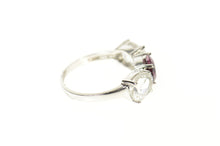Load image into Gallery viewer, 10K Three Stone Purple Tourmaline Cubic Zirconia Ring Size 5.5 White Gold