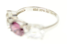 Load image into Gallery viewer, 10K Three Stone Purple Tourmaline Cubic Zirconia Ring Size 5.5 White Gold
