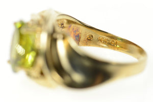 10K Oval Peridot Classic Simple Bypass Statement Ring Size 6.75 Yellow Gold