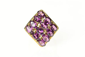 10K Oval Purple Tourmaline Bypass Cluster Ring Size 6 Yellow Gold