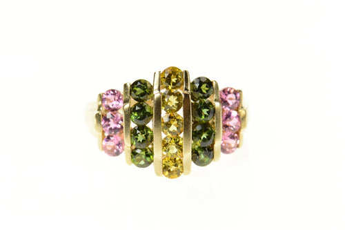 10K Graduated Yellow & Pink Topaz Tourmaline Ring Size 8 Yellow Gold