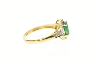 14K Oval Emerald Diamond Halo Bypass Ring Size 6.25 Yellow Gold