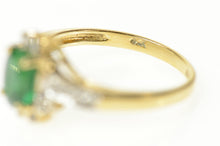 Load image into Gallery viewer, 14K Oval Emerald Diamond Halo Bypass Ring Size 6.25 Yellow Gold