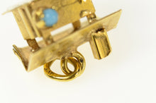 Load image into Gallery viewer, 18K 3D Victorian Turquoise Inset House Cabin Charm/Pendant Yellow Gold