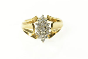 14K Marquise Diamond Cluster Classic Statement Ring Size 8.75 Yellow Gold