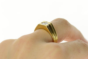 18K 0.46 Ctw Princess Diamond Squared Men's Ring Size 10.25 Yellow Gold