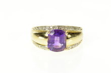 Load image into Gallery viewer, 14K Oval Amethyst Diamond Graduated Statement Ring Size 9.25 Yellow Gold