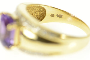 14K Oval Amethyst Diamond Graduated Statement Ring Size 9.25 Yellow Gold
