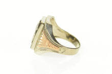 Load image into Gallery viewer, 10K Art Deco D Monogram Two Tone Black Onyx Ring Size 7.75 White Gold