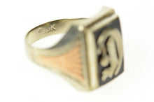 Load image into Gallery viewer, 10K Art Deco D Monogram Two Tone Black Onyx Ring Size 7.75 White Gold