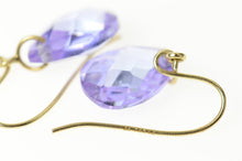 Load image into Gallery viewer, 14K Faceted Purple Cubic Zirconia Pear Dangle Earrings Yellow Gold