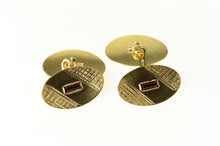 Load image into Gallery viewer, 18K Emerald Cut Syn. Ruby Retro Oval Men&#39;s Cuff Links Yellow Gold