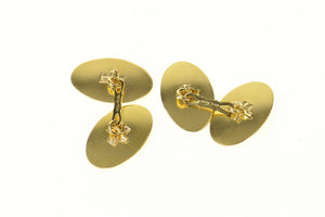 18K Emerald Cut Syn. Ruby Retro Oval Men's Cuff Links Yellow Gold