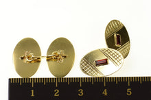 Load image into Gallery viewer, 18K Emerald Cut Syn. Ruby Retro Oval Men&#39;s Cuff Links Yellow Gold