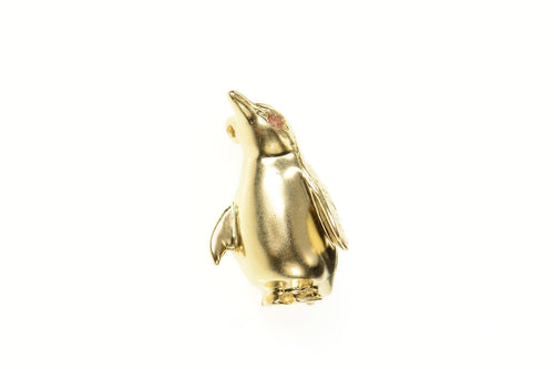 14K 3D Penguin Arctic Bird Animal Wildlife Pin/Brooch Yellow Gold